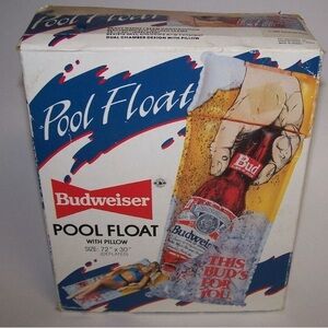 Budweiser Pool Float with Pillow Size 72"x30" Anheuser Busch 1987 ( no box)